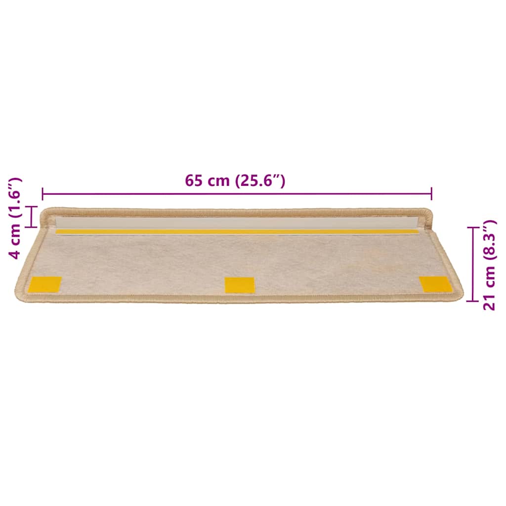 Stair Mats Self-adhesive Sisal-Look 30 pcs 65x21x4 cm Light Beige