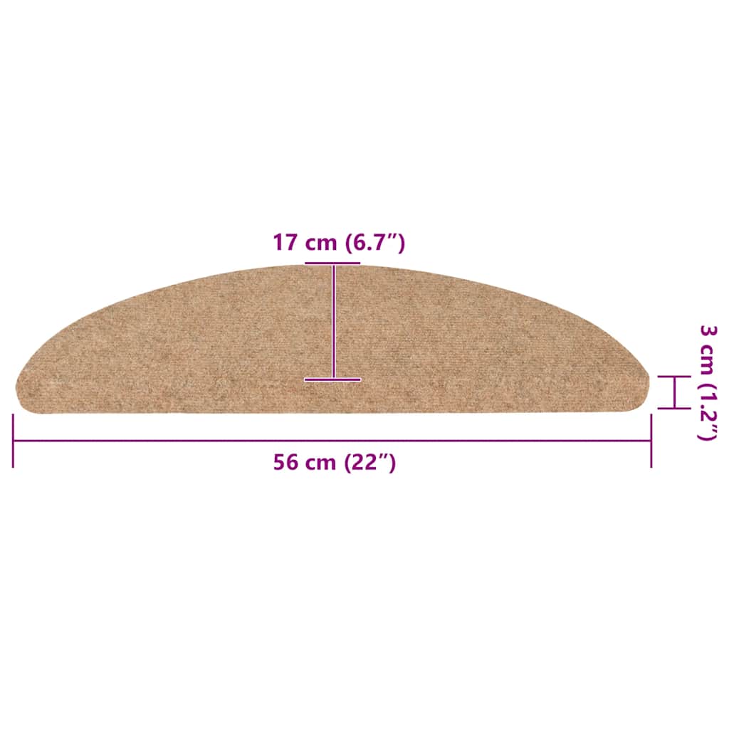 Stair Mats Self-adhesive 30 pcs Beige 56x17x3 cm