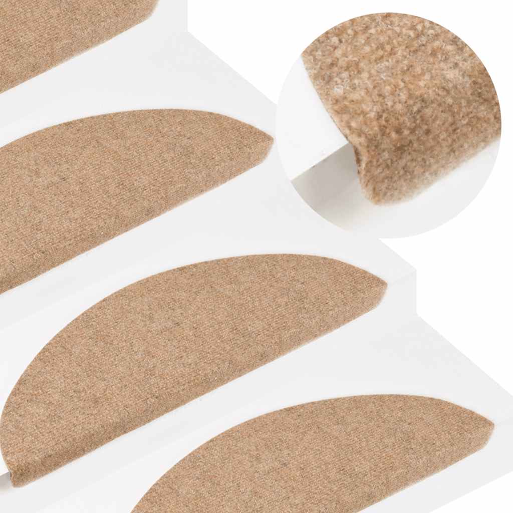Stair Mats Self-adhesive 30 pcs Beige 56x17x3 cm