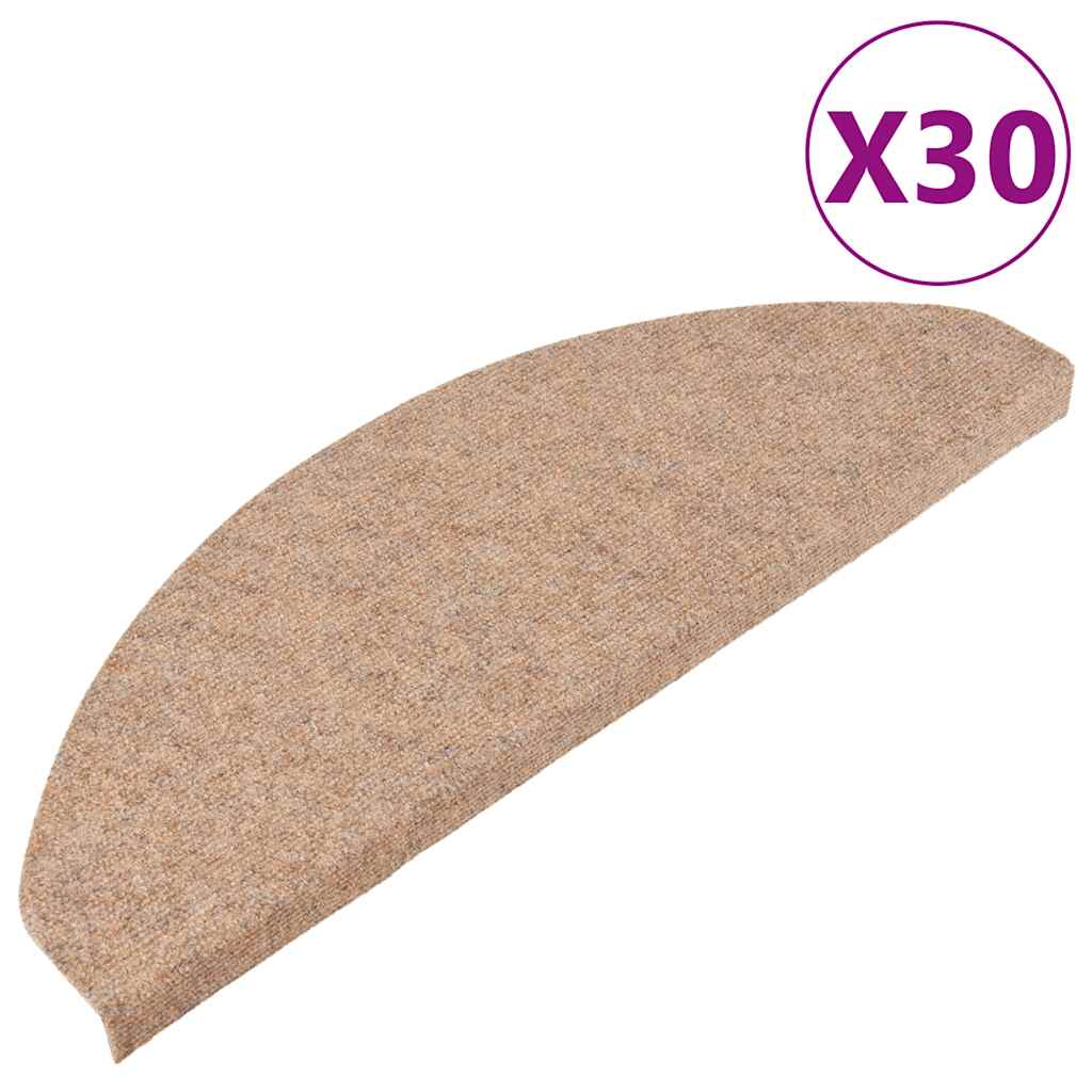 Stair Mats Self-adhesive 30 pcs Beige 65x22,5x3,5 cm