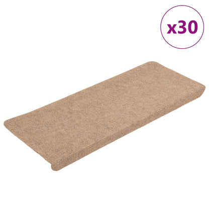 Stair Mats Self-adhesive 30 pcs Beige 65x24,5x3,5 cm
