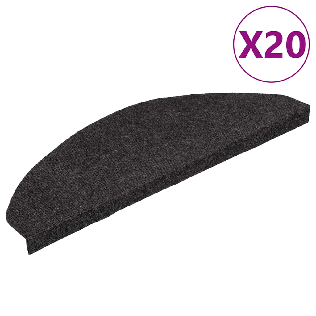 Stair Mats Self-adhesive 20 pcs Black 65x22,5x3,5 cm