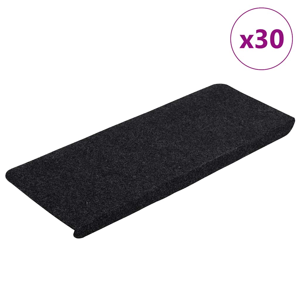 Stair Mats Self-adhesive 30 pcs Black 65x24,5x3,5 cm