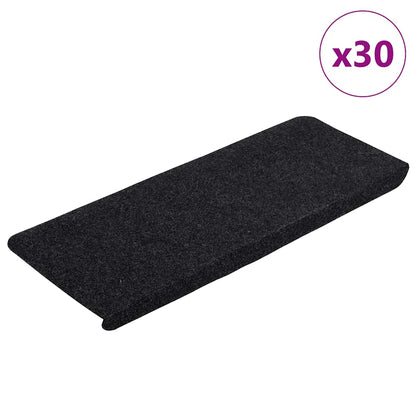 Stair Mats Self-adhesive 30 pcs Black 65x24,5x3,5 cm