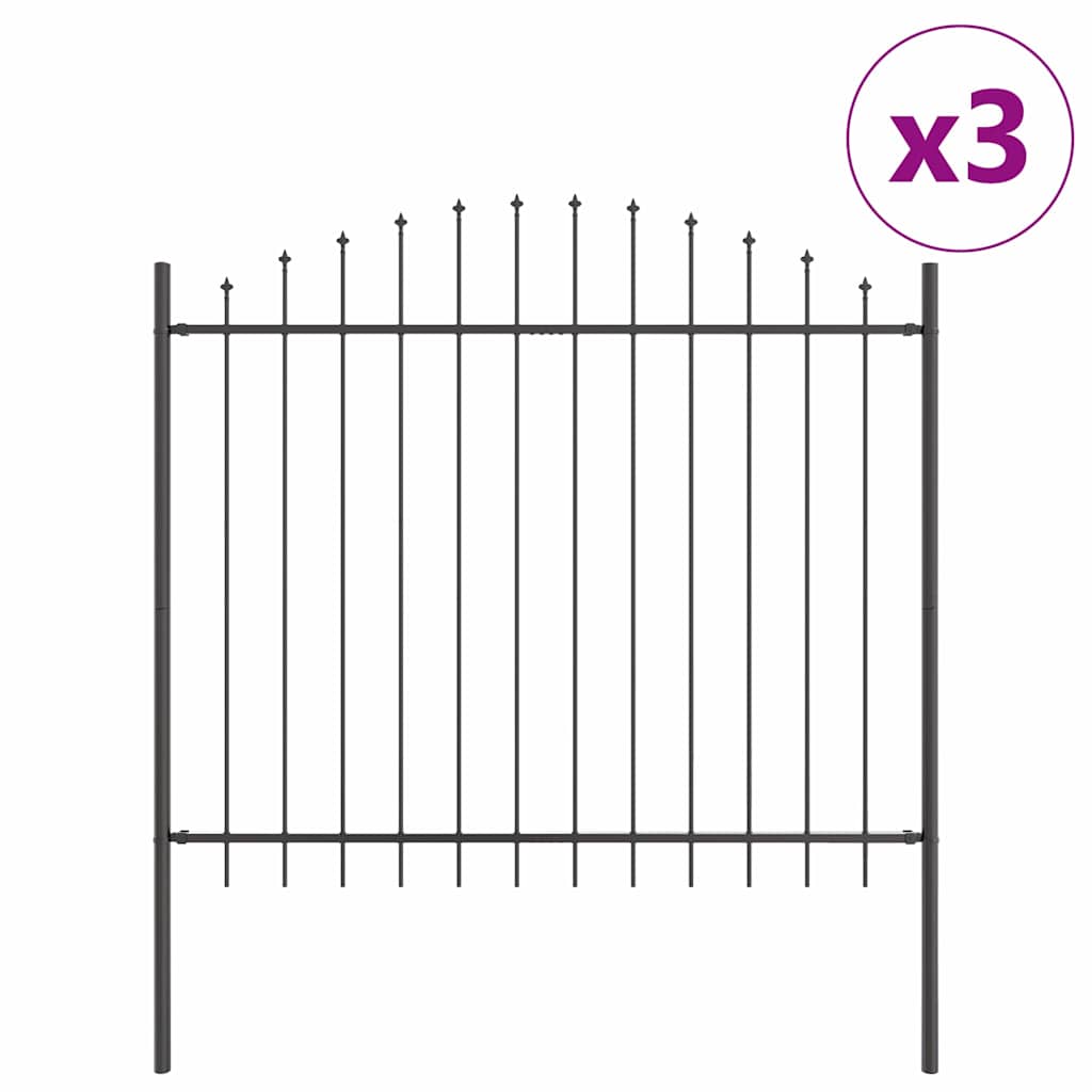 Garden Fence 3 pcs Grey 170 x 165 cm Powder-Coated Steel