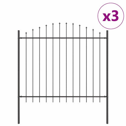 Garden Fence 3 pcs Grey 170 x 190 cm Powder-Coated Steel