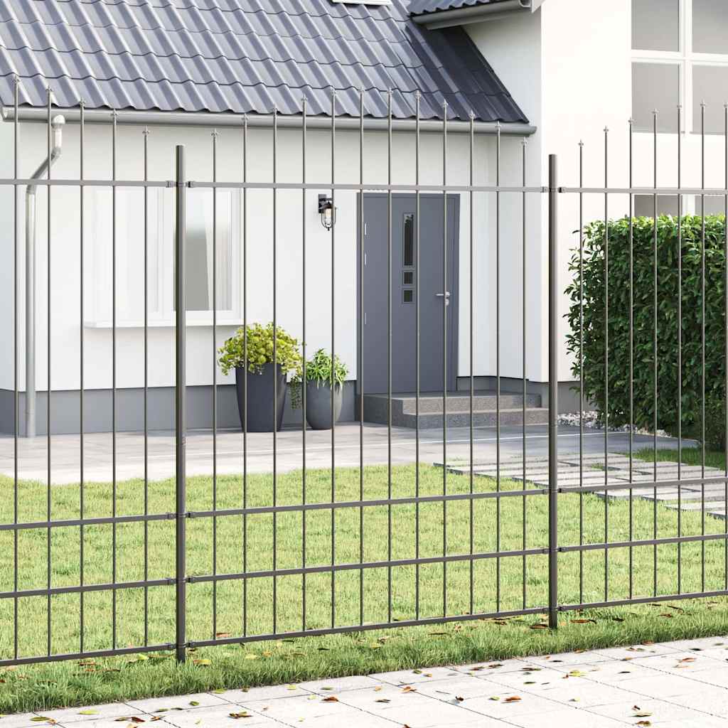 Garden Fence 3 pcs Grey 170 x 225 cm Powder-Coated Steel
