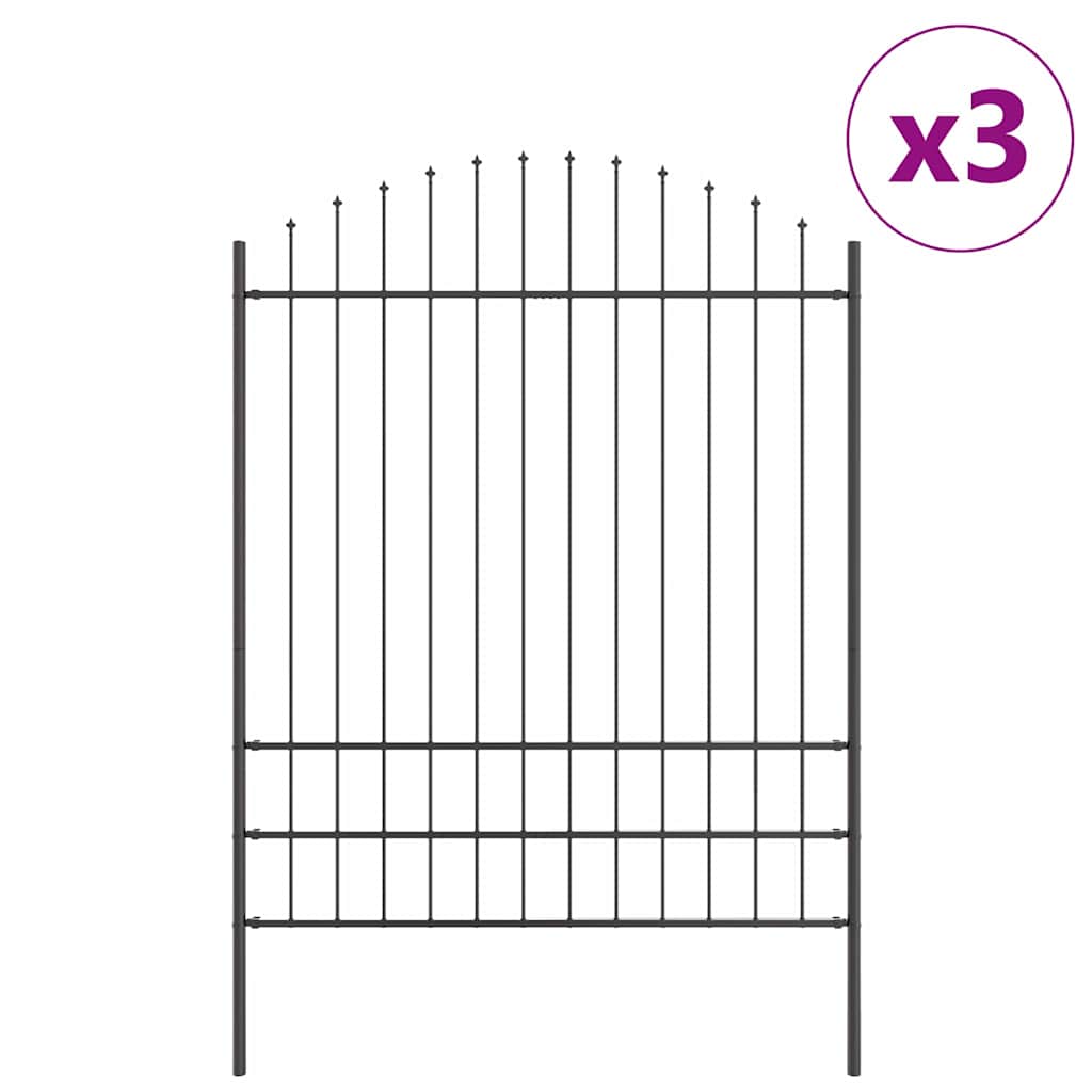 Garden Fence 3 pcs Grey 170 x 225 cm Powder-Coated Steel