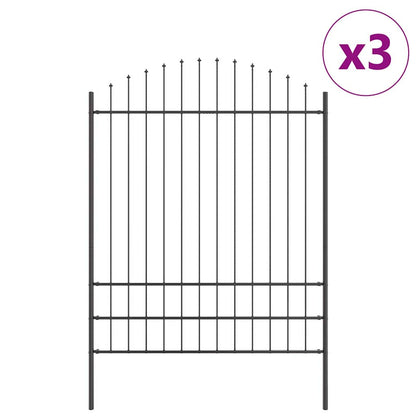 Garden Fence 3 pcs Grey 170 x 225 cm Powder-Coated Steel
