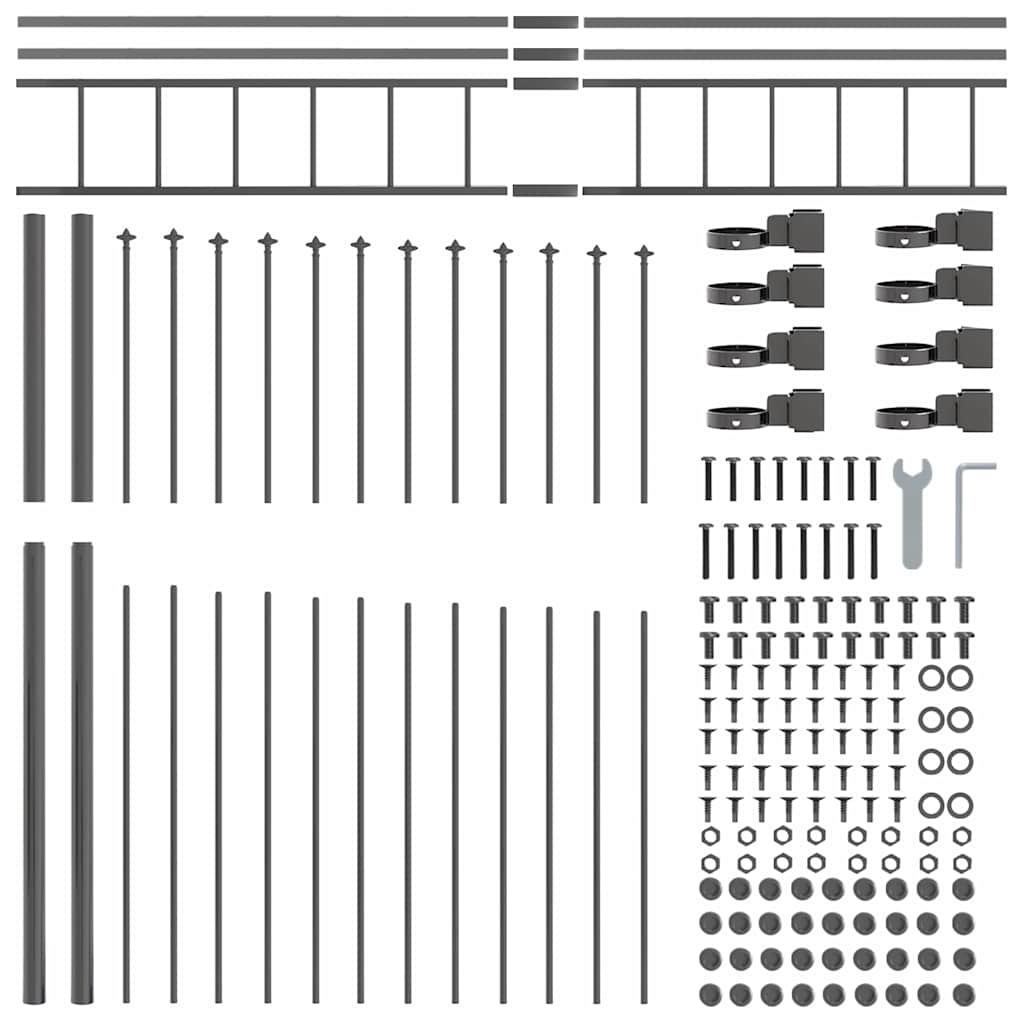 Garden Fence 3 pcs Grey 170 x 225 cm Powder-Coated Steel