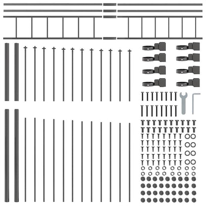 Garden Fence 3 pcs Grey 170 x 225 cm Powder-Coated Steel