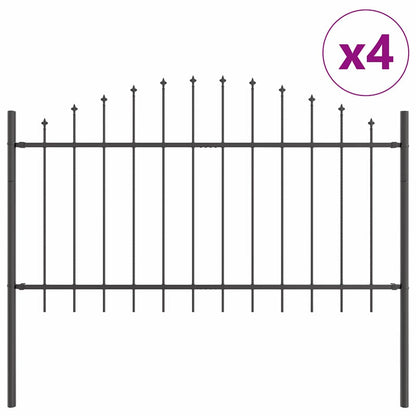 Garden Fence 4 pcs Grey 170 x 140 cm Powder-Coated Steel