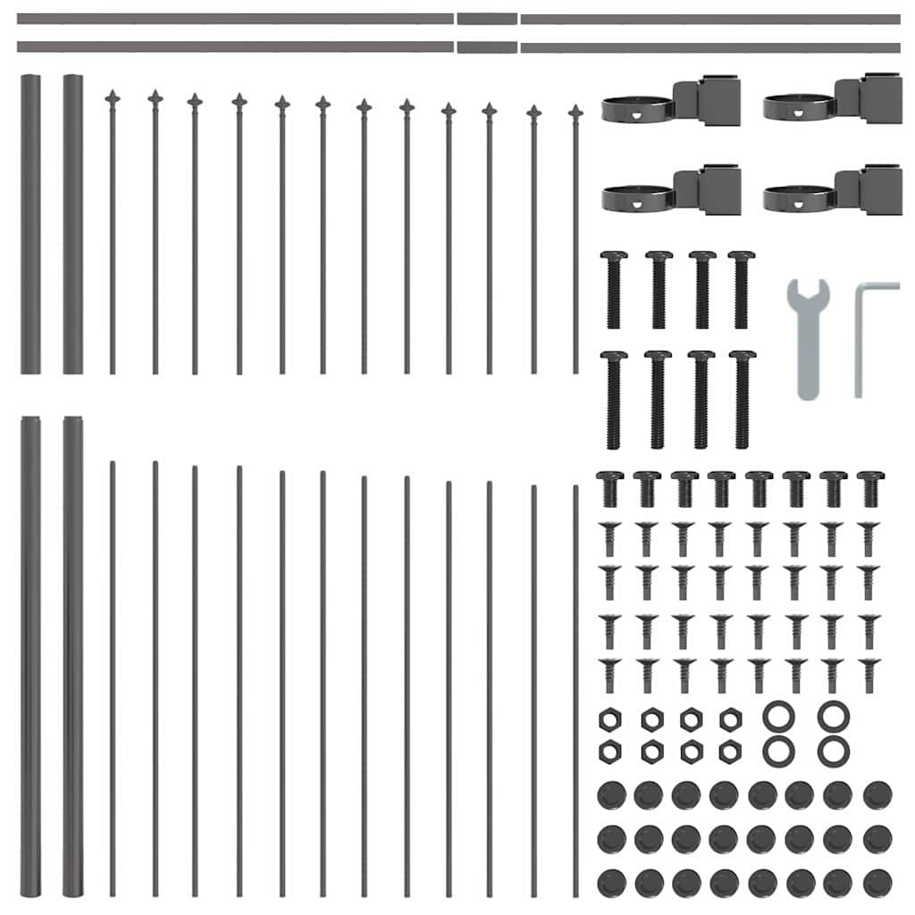 Garden Fence 4 pcs Grey 170 x 165 cm Powder-Coated Steel