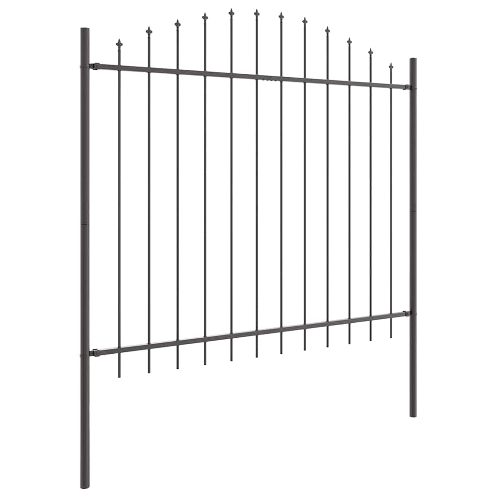 Garden Fence 4 pcs Grey 170 x 190 cm Powder-Coated Steel