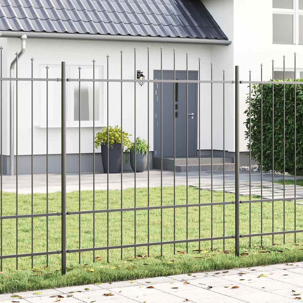 Garden Fence 4 pcs Grey 170 x 215 cm Powder-Coated Steel
