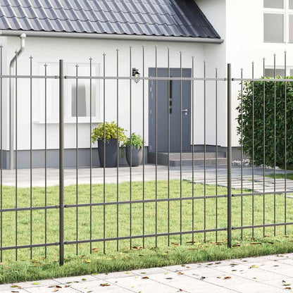 Garden Fence 4 pcs Grey 170 x 215 cm Powder-Coated Steel