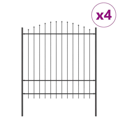 Garden Fence 4 pcs Grey 170 x 215 cm Powder-Coated Steel