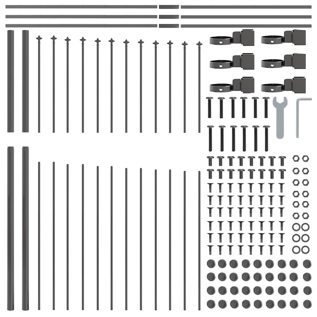 Garden Fence 4 pcs Grey 170 x 215 cm Powder-Coated Steel