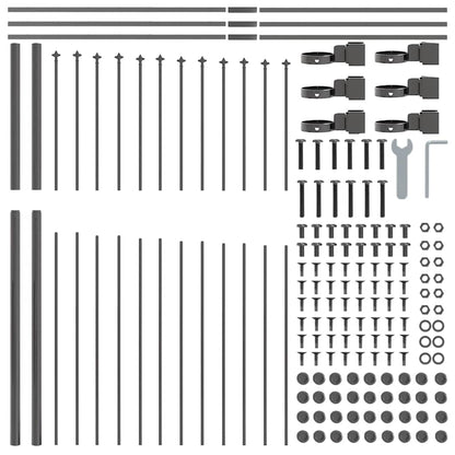 Garden Fence 4 pcs Grey 170 x 215 cm Powder-Coated Steel