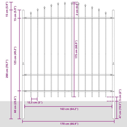Garden Fence 4 pcs Grey 170 x 215 cm Powder-Coated Steel