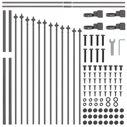 Garden Fence 5 pcs Grey 170 x 140 cm Powder-Coated Steel