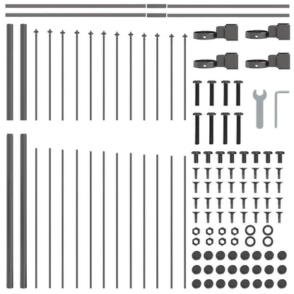 Garden Fence 5 pcs Grey 170 x 165 cm Powder-Coated Steel
