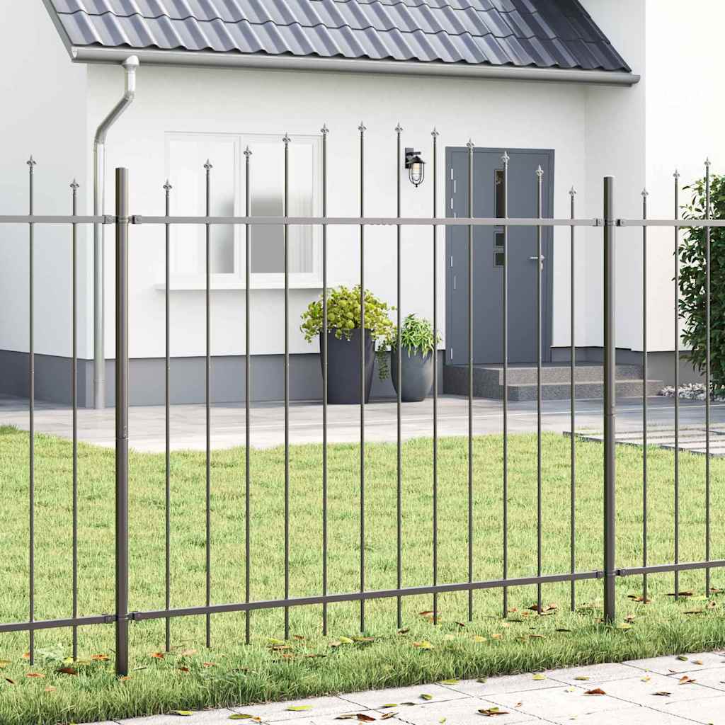 Garden Fence 6 pcs Grey 170 x 190 cm Powder-Coated Steel