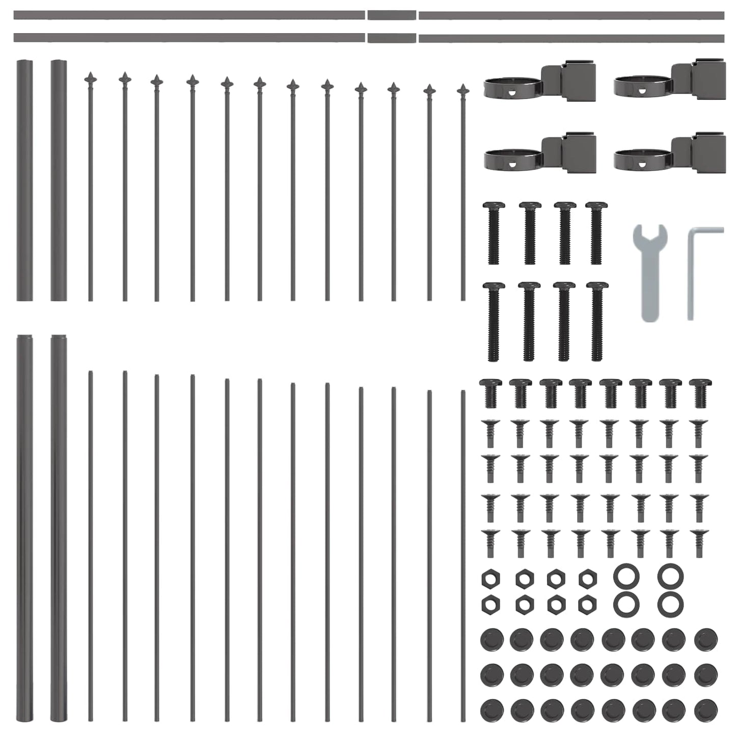 Garden Fence 7 pcs Grey 170 x 190 cm Powder-Coated Steel