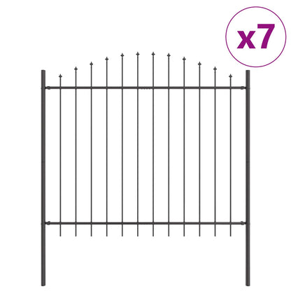 Garden Fence 7 pcs Grey 170 x 190 cm Powder-Coated Steel