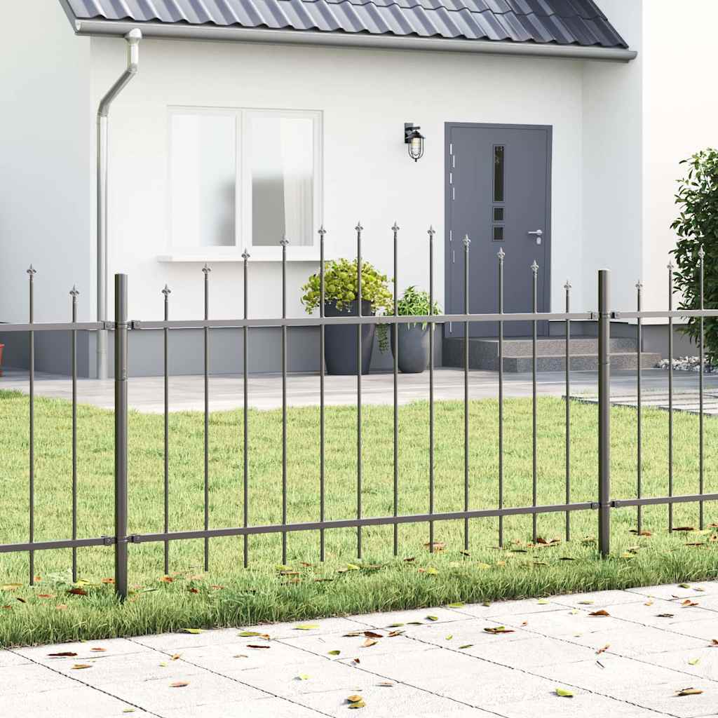 Garden Fence 8 pcs Grey 170 x 140 cm Powder-Coated Steel