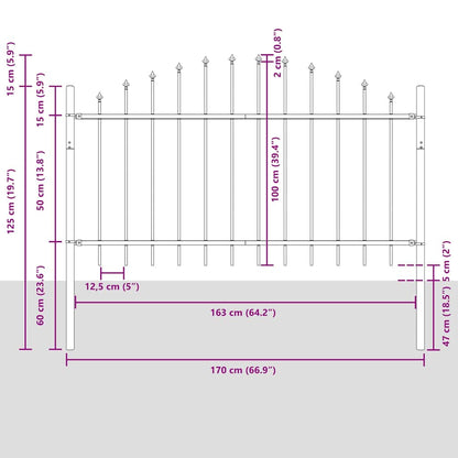Garden Fence 8 pcs Grey 170 x 140 cm Powder-Coated Steel