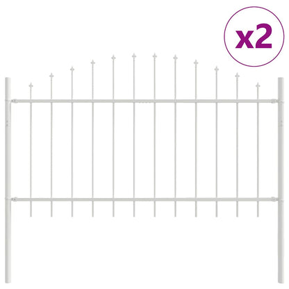 Garden Fence 2 pcs White 170 x 140 cm Powder-Coated Steel