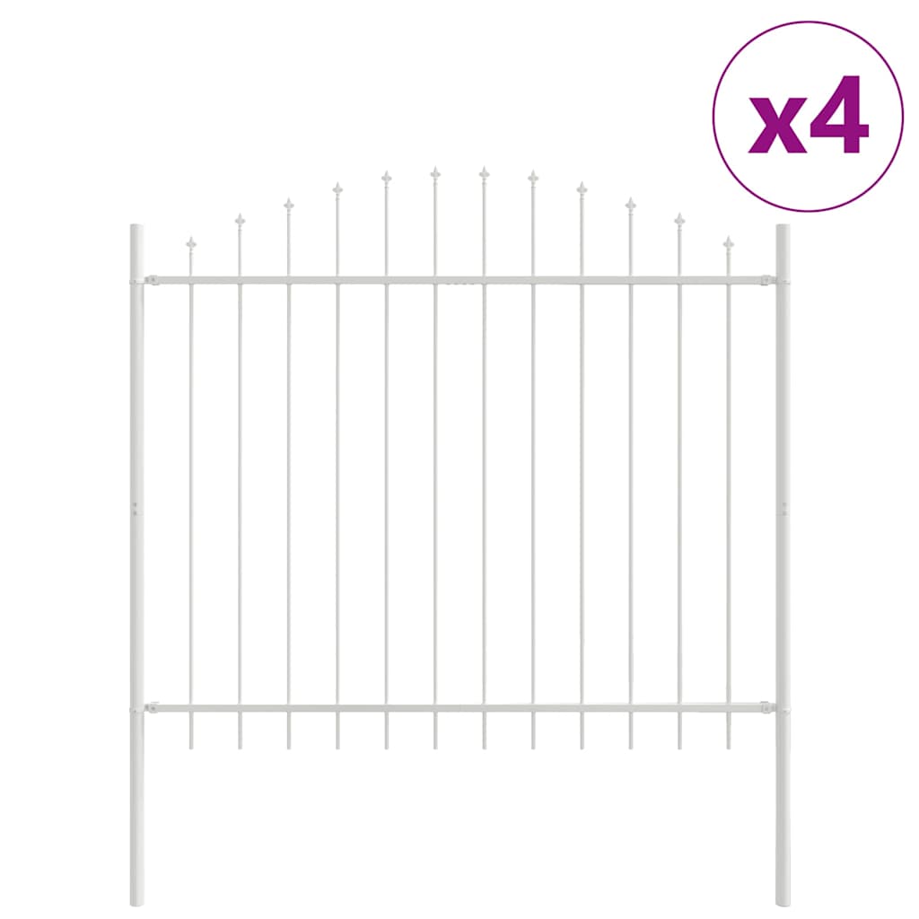 Garden Fence 4 pcs White 170 x 190 cm Powder-Coated Steel