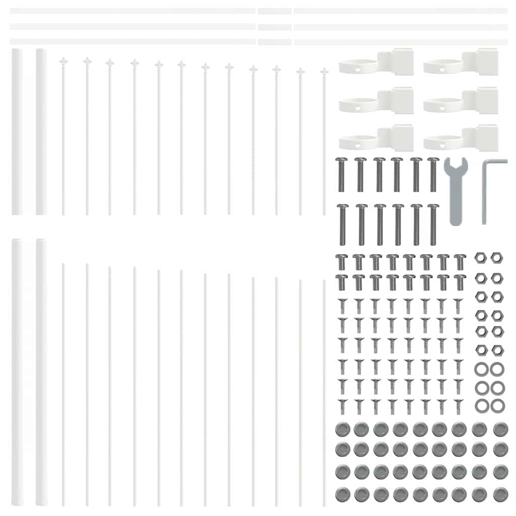 Garden Fence 6 pcs White 170 x 215 cm Powder-Coated Steel
