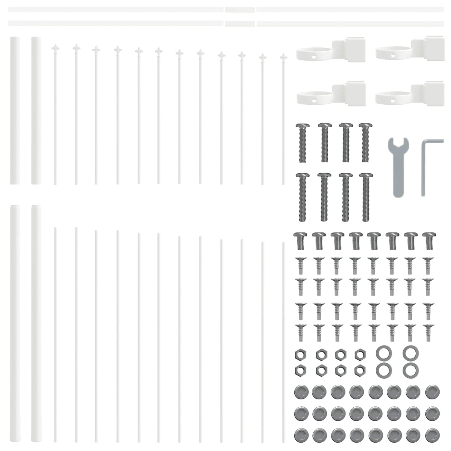 Garden Fence 7 pcs White 170 x 165 cm Powder-Coated Steel
