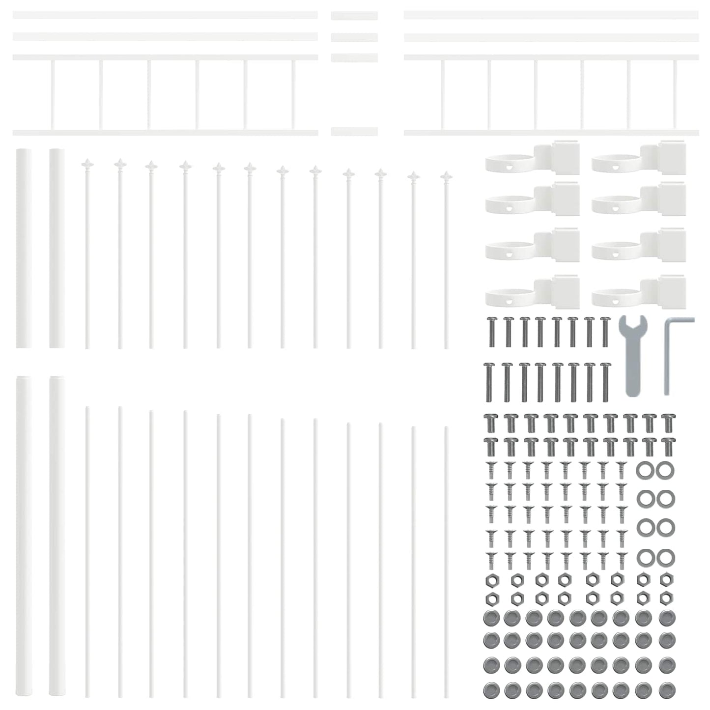 Garden Fence 7 pcs White 170 x 225 cm Powder-Coated Steel