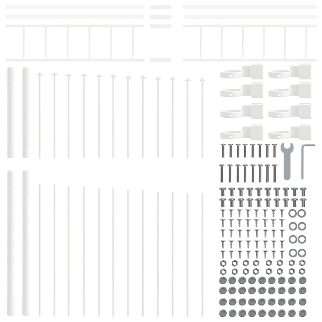 Garden Fence 8 pcs White 170 x 225 cm Powder-Coated Steel