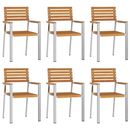 Garden Dining Set 7 pcs Solid Acacia Wood and Stainless Steel