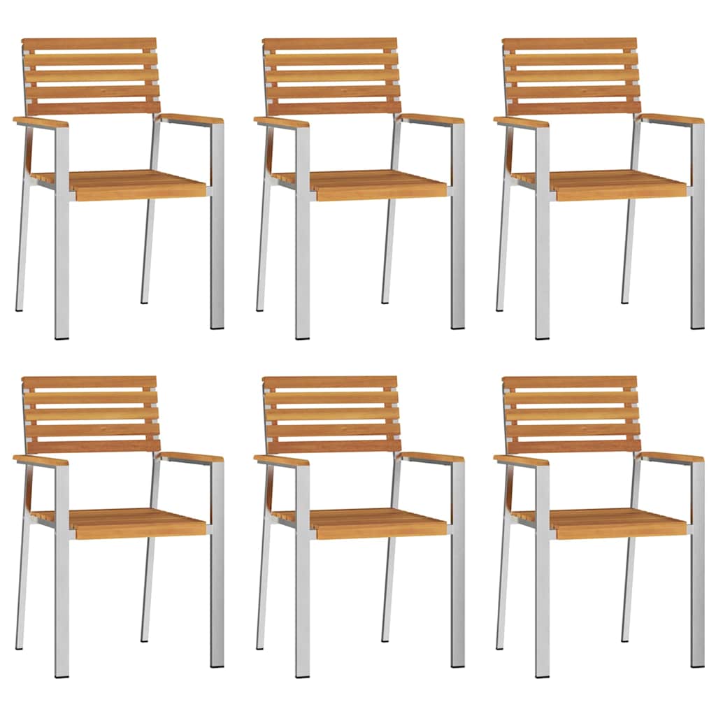 Garden Dining Set 7 pcs Solid Acacia Wood and Stainless Steel