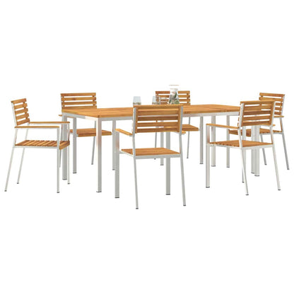 Garden Dining Set 7 pcs Solid Acacia Wood and Stainless Steel