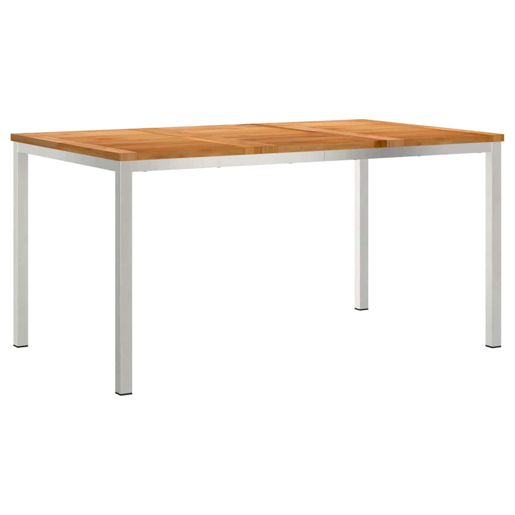Garden Dining Set 5 pcs Solid Teak Wood and Stainless Steel