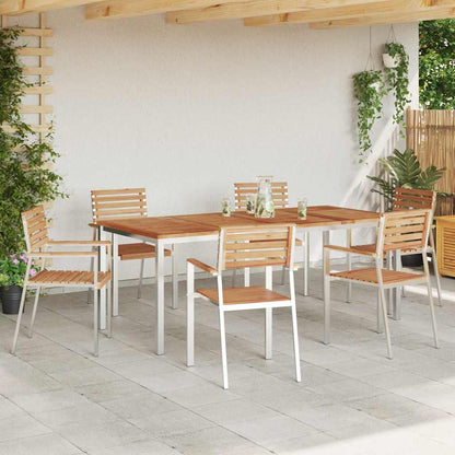 Garden Dining Set 7 pcs Solid Teak Wood and Stainless Steel