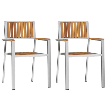 Outdoor Dining Set 3 pcs Solid Acacia Wood and Stainless Steel