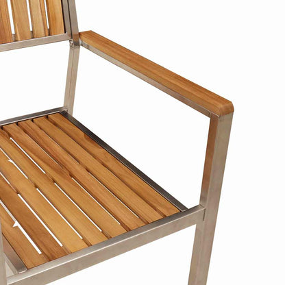 Outdoor Dining Set 7 pcs Solid Teak Wood and Stainless Steel