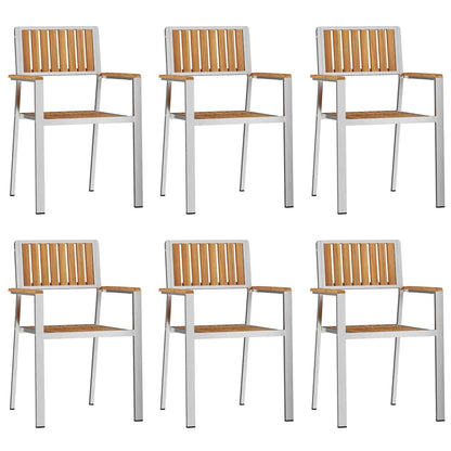 Outdoor Dining Set 7 pcs Solid Teak Wood and Stainless Steel