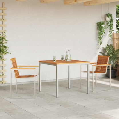 Garden Dining Set 3 pcs Solid Acacia Wood and Stainless Steel