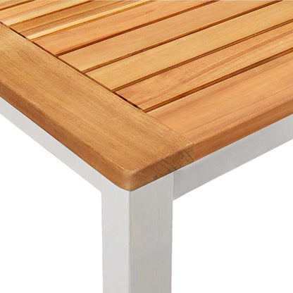 Garden Dining Set 5 pcs Solid Acacia Wood and Stainless Steel
