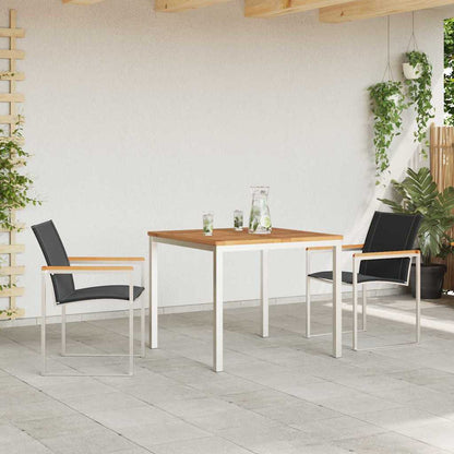 Garden Dining Set 3 pcs Solid Acacia Wood and Stainless Steel