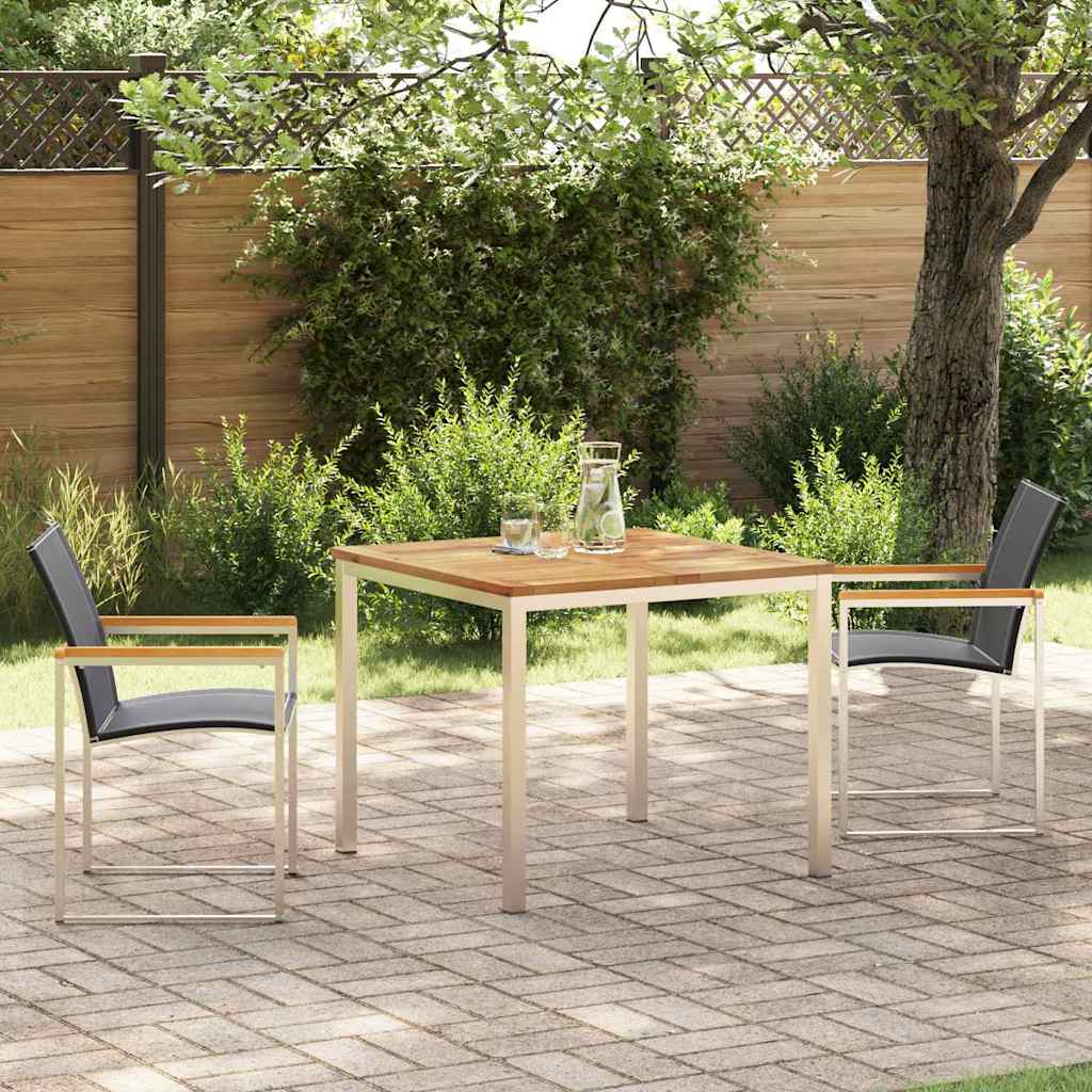 Garden Dining Set 3 pcs Solid Acacia Wood and Stainless Steel