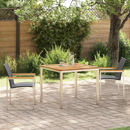 Garden Dining Set 3 pcs Solid Acacia Wood and Stainless Steel